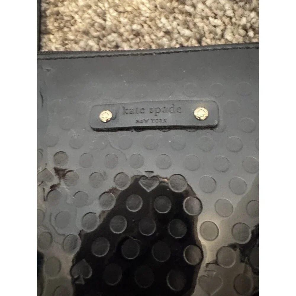 Kate Spade Womens Embossed  Patent, Tote Black Polka Dot, Preowned